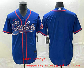 Men's Chicago Cubs Blank Blue Cool Base Stitched Baseball Jersey