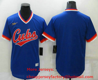 Men's Chicago Cubs Blank Blue Cooperstown Collection Stitched Throwback Jersey