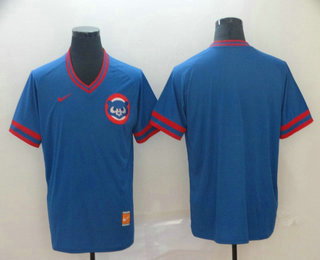 Men's Chicago Cubs Blank Blue Nike Cooperstown Collection Legend V Neck Jersey