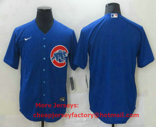 Men's Chicago Cubs Blank Blue Stitched MLB Cool Base Nike Jersey