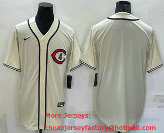 Men's Chicago Cubs Blank Cream Turn Back the Clock Stitched MLB Cooperstown Collection Nike Jersey