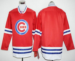 Men's Chicago Cubs Blank Red Long Sleeve Baseball Jersey