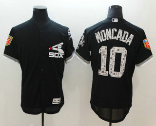 Men's Chicago White Sox #10 Yoan Moncada Black 2018 Spring Training Stitched MLB Flex Base Jersey