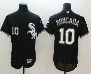 Men's Chicago White Sox #10 Yoan Moncada Black Stitched MLB Flex Base Jersey
