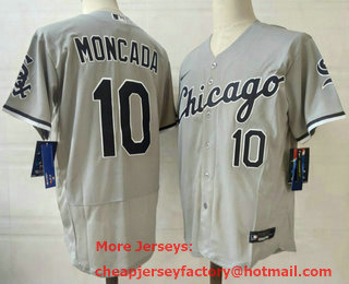 Men's Chicago White Sox #10 Yoan Moncada Grey Stitched MLB Cool Base Nike Jersey