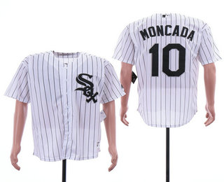 Men's Chicago White Sox #10 Yoan Moncada White Home Stitched MLB Cool Base Jersey