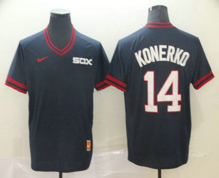 Men's Chicago White Sox #14 Paul Konerko Navy Blue Nike Cooperstown Collection Legend V Neck Jersey