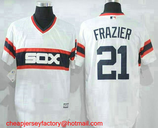 Men's Chicago White Sox #21 Todd Frazier White Pullover Stitched MLB Cool Base Jersey