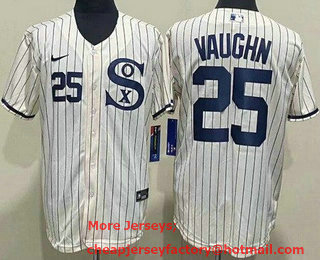 Men's Chicago White Sox #25 Andrew Vaughn Cream Player Name 2021 Field of Dreams Authentic Jersey