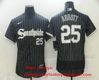 Men's Chicago White Sox #25 Sam Abbott Black 2021 City Connect Stitched MLB Flex Base Nike Jersey
