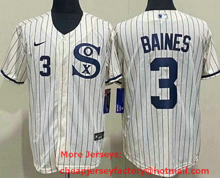 Men's Chicago White Sox #3 Harold Baines Cream Player Name 2021 Field of Dreams Authentic Jersey
