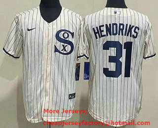 Men's Chicago White Sox #31 Liam Hendriks Cream Player Name 2021 Field of Dreams Cool Base Jersey
