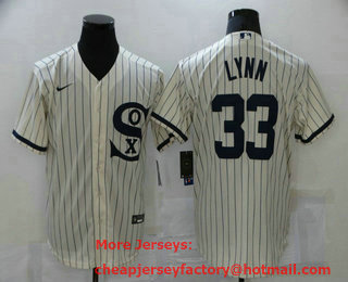 Men's Chicago White Sox #33 Lance Lynn 2021 Cream Field of Dreams Name Cool Base Stitched Nike Jersey