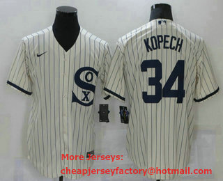Men's Chicago White Sox #34 Michael Kopech 2021 Cream Field of Dreams Name Cool Base Stitched Nike Jersey