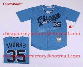 Men's Chicago White Sox #35 Frank Thomas Blue Mitchell & Ness Throwback Jersey