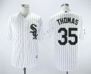 Men's Chicago White Sox #35 Frank Thomas White  2005 World Series Patch New Cool Base Stitched MLB Jersey