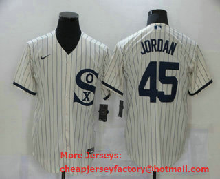 Men's Chicago White Sox #45 Michael Jordan 2021 Cream Field of Dreams Name Cool Base Stitched Nike Jersey