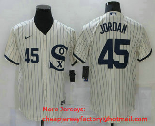 Men's Chicago White Sox #45 Michael Jordan 2021 Cream Field of Dreams Number Cool Base Stitched Nike Jersey