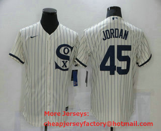 Men's Chicago White Sox #45 Michael Jordan 2021 Cream Navy Field of Dreams Name Flex Base Stitched Jersey