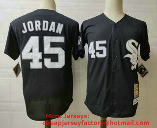 Men's Chicago White Sox #45 Michael Jordan Black Mitchell & Ness Throwback Jersey