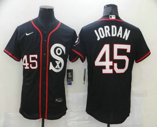 Men's Chicago White Sox #45 Michael Jordan Black Retro Stitched MLB Nike Flex Base Jersey