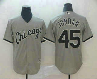 Men's Chicago White Sox #45 Michael Jordan Grey Stitched MLB Cool Base Jersey
