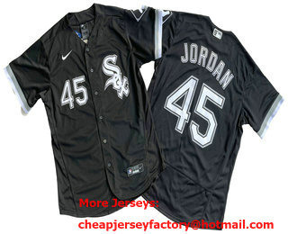Men's Chicago White Sox #45 Michael Jordan Number Black Stitched Cool Base Nike Jersey