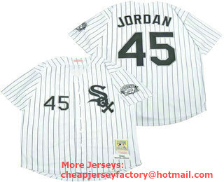 Men's Chicago White Sox #45 Michael Jordan White 1994 Stitched MLB Mitchell & Ness Throwback Jersey