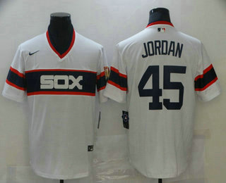 Men's Chicago White Sox #45 Michael Jordan White Pullover Stitched MLB Cool Base Nike Jersey