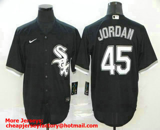Men's Chicago White Sox #45 Michael Jordan Black Stitched MLB Cool Base Nike Jersey