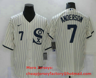 Men's Chicago White Sox #7 Tim Anderson 2021 Cream Field of Dreams Number Cool Base Stitched Nike Jersey