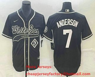 Men's Chicago White Sox #7 Tim Anderson Black Cool Base Stitched Baseball Jersey 01
