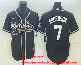 Men's Chicago White Sox #7 Tim Anderson Black Cool Base Stitched Baseball Jersey 02