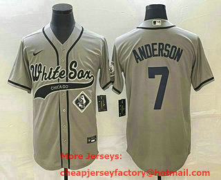 Men's Chicago White Sox #7 Tim Anderson Grey Cool Base Stitched Baseball Jersey 01