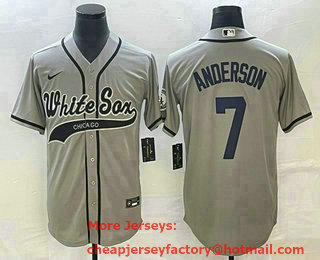 Men's Chicago White Sox #7 Tim Anderson Grey Cool Base Stitched Baseball Jersey 02