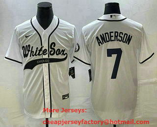 Men's Chicago White Sox #7 Tim Anderson White Cool Base Stitched Baseball Jersey 01