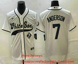 Men's Chicago White Sox #7 Tim Anderson White Cool Base Stitched Baseball Jersey 02