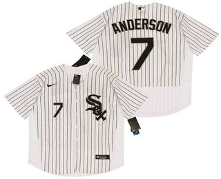 Men's Chicago White Sox #7 Tim Anderson White Pinstripe Stitched MLB Flex Base Nike Jersey