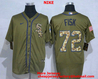 Men's Chicago White Sox #72 Carlton Fisk Green Salute To Service Stitched MLB Cool Base Nike Jersey