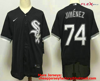 Men's Chicago White Sox #74 Eloy Jimenez Black Stitched MLB Flex Base Nike Jersey