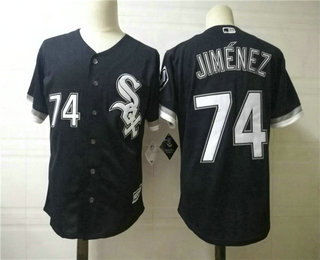Men's Chicago White Sox #74 Eloy Jimenez Black With Front Number Stitched MLB Cool Base Jersey