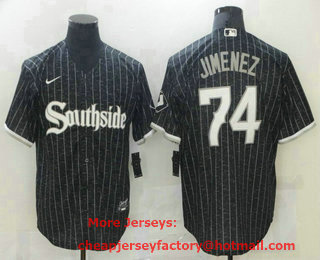 Men's Chicago White Sox #74 Eloy Jimenez Black 2021 City Connect Stitched MLB Cool Base Nike Jersey