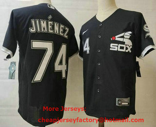 Men's Chicago White Sox #74 Eloy Jimenez Black Black Stitched MLB Cool Base Nike Jersey