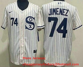 Men's Chicago White Sox #74 Eloy Jimenez Cream Player Name 2021 Field of Dreams Authentic Jersey