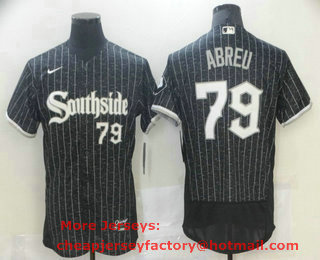 Men's Chicago White Sox #79 Jose Abreu Black 2021 City Connect Stitched MLB Flex Base Nike Jersey