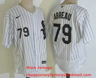 Men's Chicago White Sox #79 Jose Abreu White Pinstripe Stitched MLB Flex Base Nike Jersey