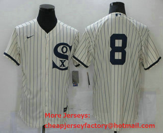 Men's Chicago White Sox #8 Bo Jackson 2021 Cream Navy Field of Dreams Name Flex Base Stitched Jersey