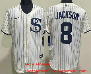 Men's Chicago White Sox #8 Bo Jackson Cream Player Name 2021 Field of Dreams Cool Base Jersey