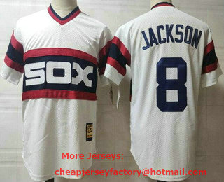Men's Chicago White Sox #8 Bo Jackson White Throwback Cool Base Jersey