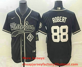 Men's Chicago White Sox #88 Luis Robert Black Cool Base Stitched Baseball Jersey 01